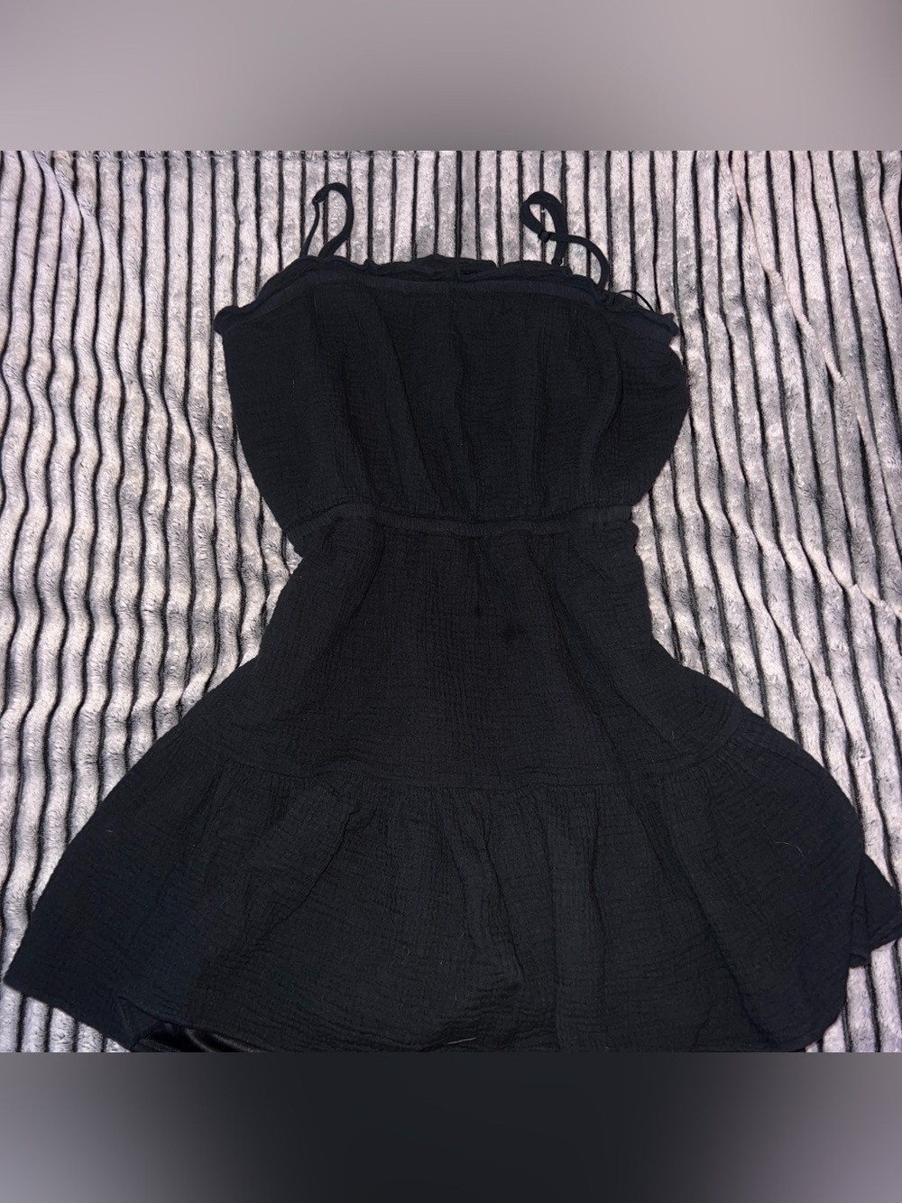 Express Black Strapless Mini Dress with Spaghetti Straps